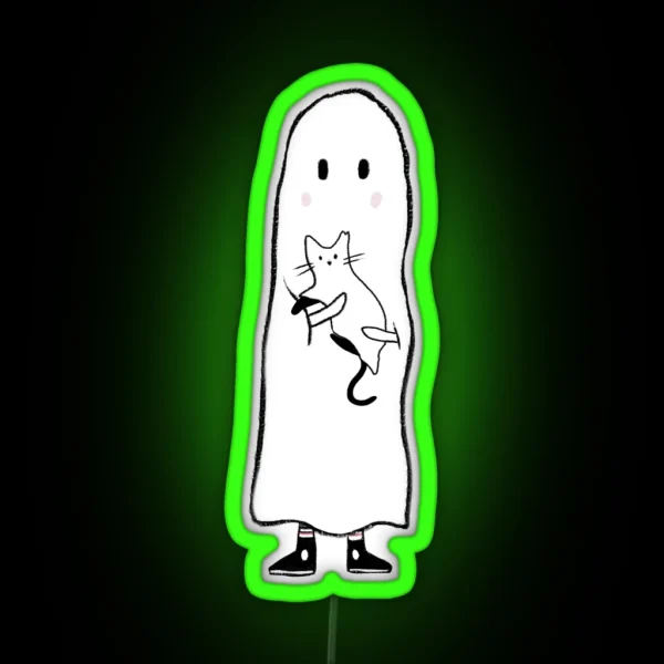 Little Ghost Adopts A Cat RGB Neon Sign