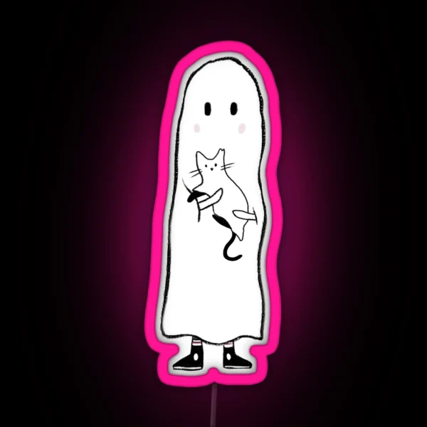 Little Ghost Adopts A Cat RGB Neon Sign