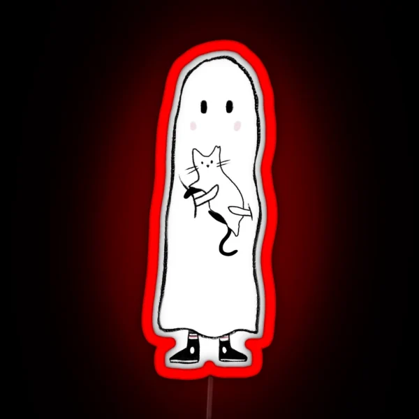 Little Ghost Adopts A Cat RGB Neon Sign