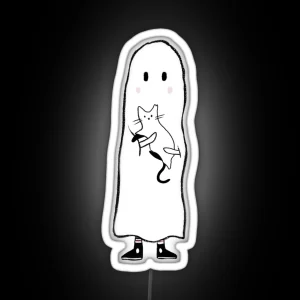 Little Ghost Adopts A Cat RGB Neon Sign