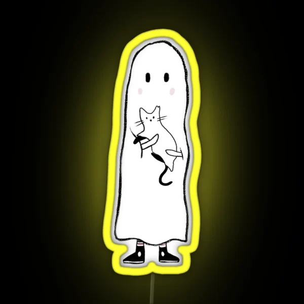 Little Ghost Adopts A Cat RGB Neon Sign