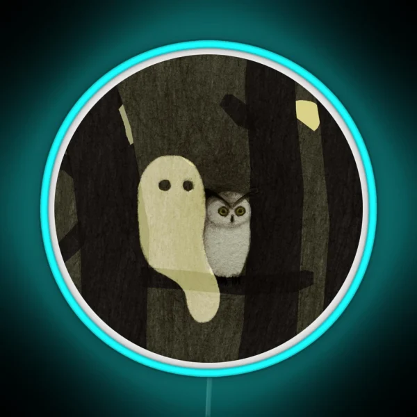 Little Ghost And Owl RGB Neon Sign