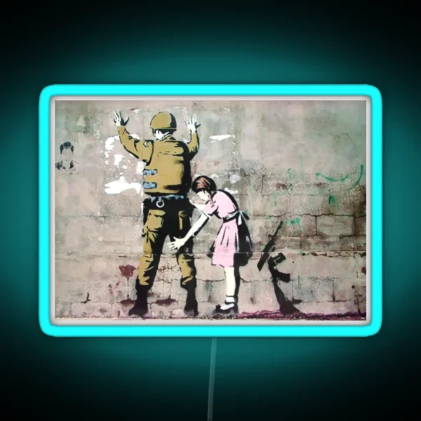 Little Girl Frisking A Soldier RGB Neon Sign