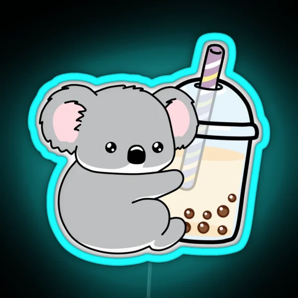 Little Koala Loves Boba RGB Neon Sign