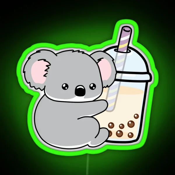 Little Koala Loves Boba RGB Neon Sign