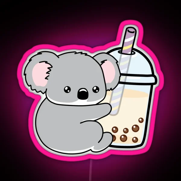 Little Koala Loves Boba RGB Neon Sign