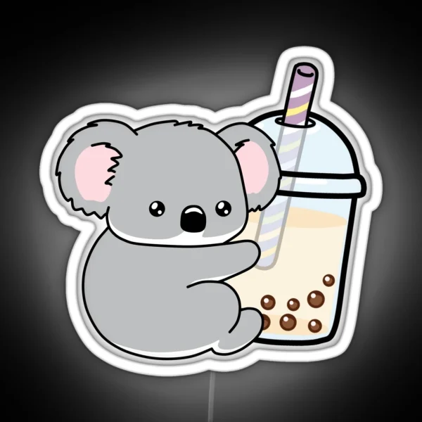 Little Koala Loves Boba RGB Neon Sign