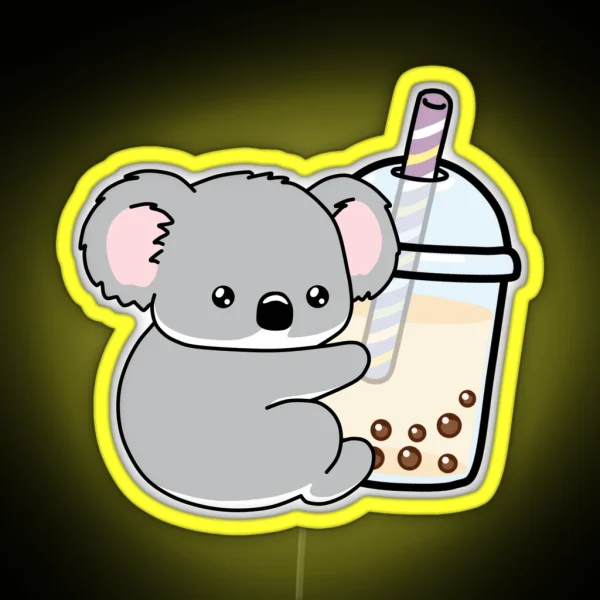 Little Koala Loves Boba RGB Neon Sign