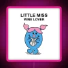 Vibrant Little Miss Wine Lover neon sign with colorful RGB lighting