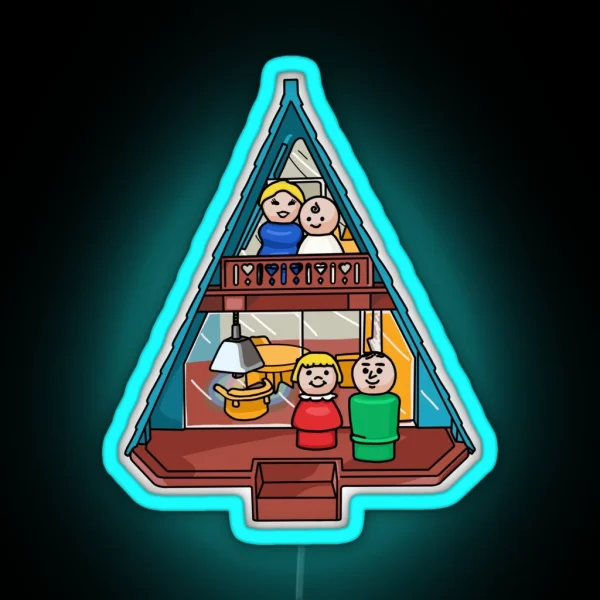Little People Family In Their A Frame House RGB Neon Sign
