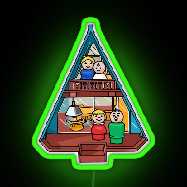 Little People Family In Their A Frame House RGB Neon Sign