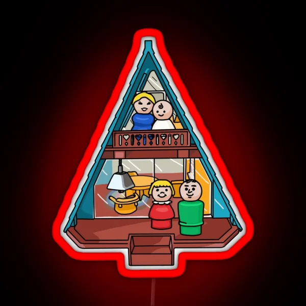 Little People Family In Their A Frame House RGB Neon Sign
