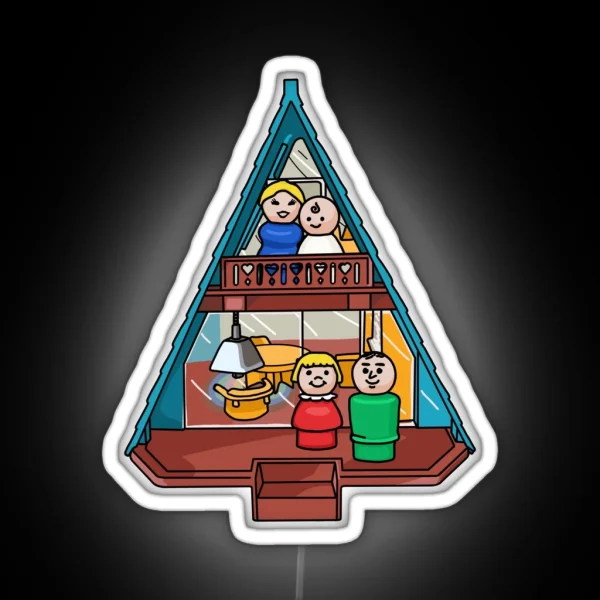 Little People Family In Their A Frame House RGB Neon Sign