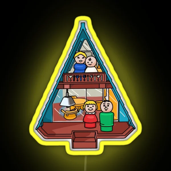 Little People Family In Their A Frame House RGB Neon Sign