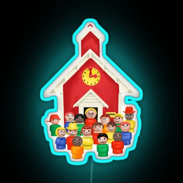 Little People Schoolhouse Class Picture RGB Neon Sign