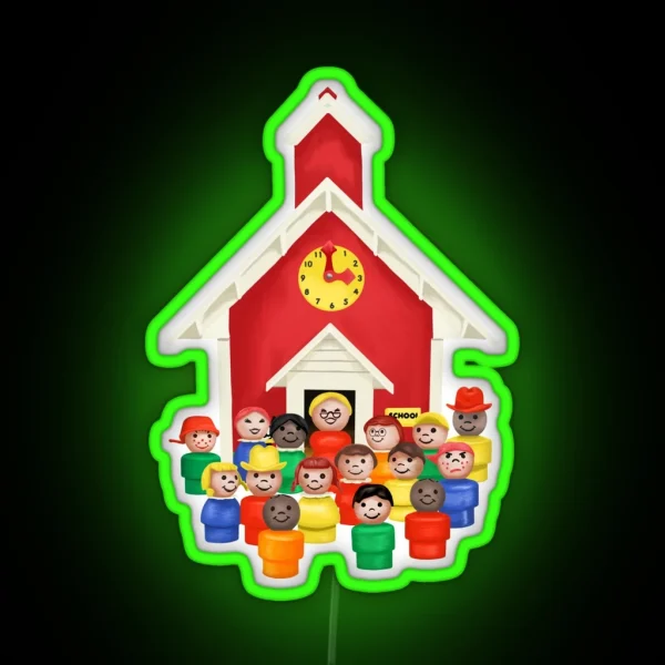 Little People Schoolhouse Class Picture RGB Neon Sign