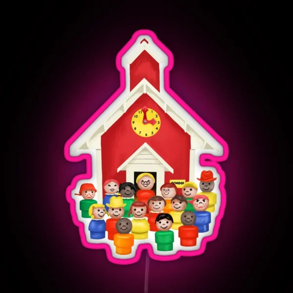 Little People Schoolhouse Class Picture RGB Neon Sign