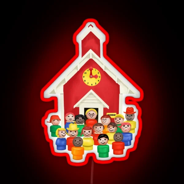 Little People Schoolhouse Class Picture RGB Neon Sign