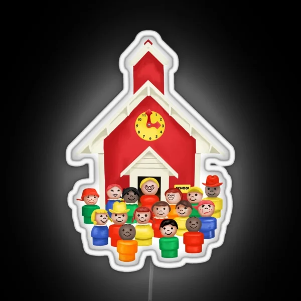 Little People Schoolhouse Class Picture RGB Neon Sign