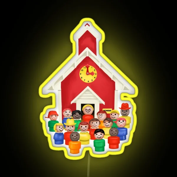 Little People Schoolhouse Class Picture RGB Neon Sign