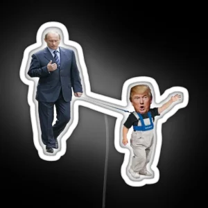 Little Trump On Leash With Putin Never Trump RGB Neon Sign