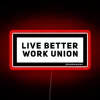 Industrial Chic Wall Sign with Vibrant Union-themed Neon Accents