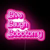 Add some quirky humor with this bold neon sign lighting.