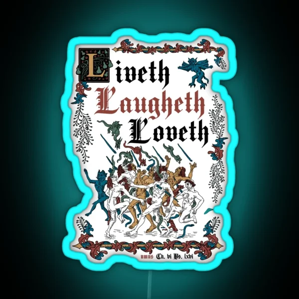Live Laugh Love Medieval Style Funny Retro Vintage RGB Neon Sign