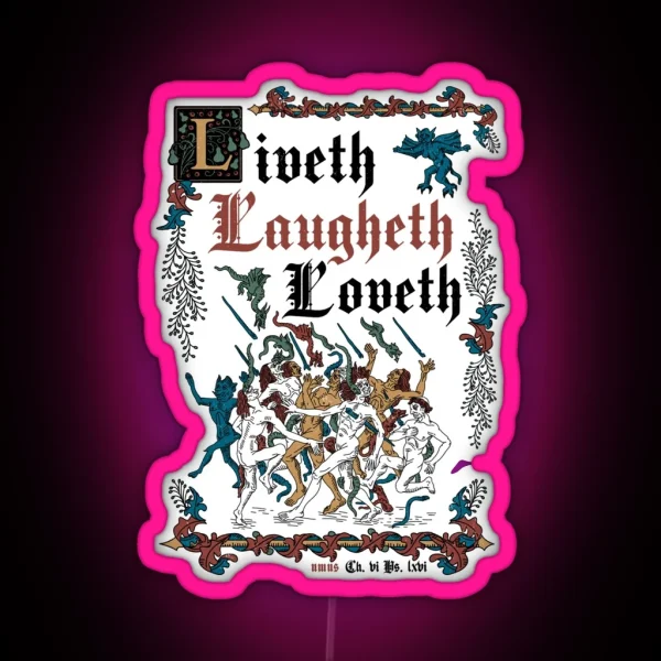 Live Laugh Love Medieval Style Funny Retro Vintage RGB Neon Sign
