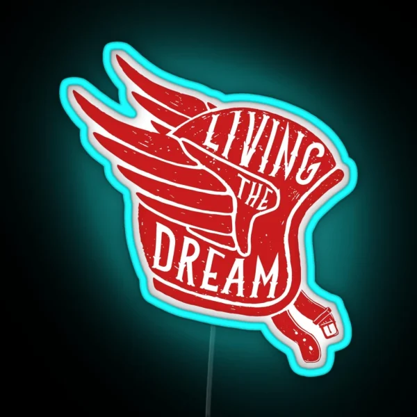 Living The Dream Winged Biker Helmet RGB Neon Sign