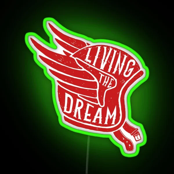 Living The Dream Winged Biker Helmet RGB Neon Sign