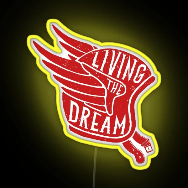 Living The Dream Winged Biker Helmet RGB Neon Sign