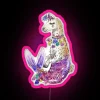 Whimsical Llama meets Mermaid in Vibrant Color Changing Neon Sign Artwork