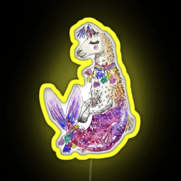 Llama Mermaid RGB Neon Sign