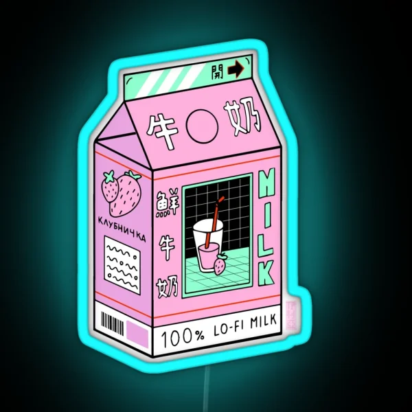 Lo Fi Aesthetic Milk Beverage RGB Neon Sign