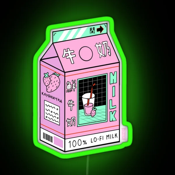 Lo Fi Aesthetic Milk Beverage RGB Neon Sign