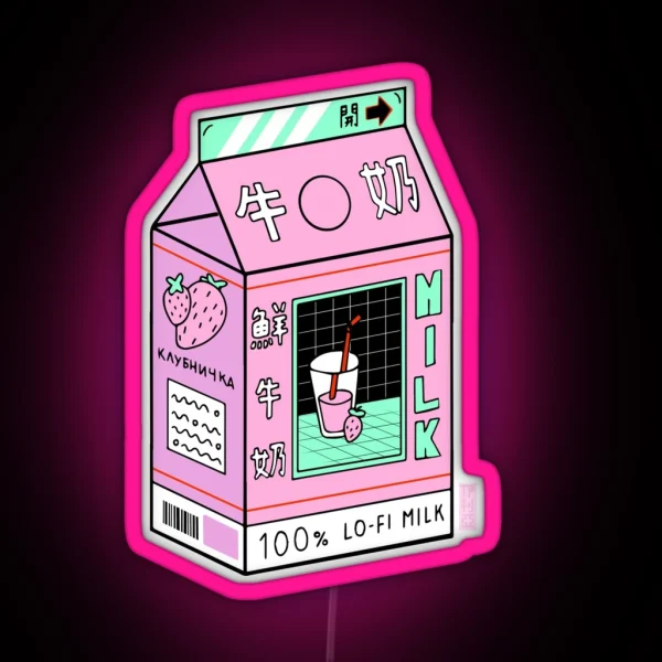 Lo Fi Aesthetic Milk Beverage RGB Neon Sign