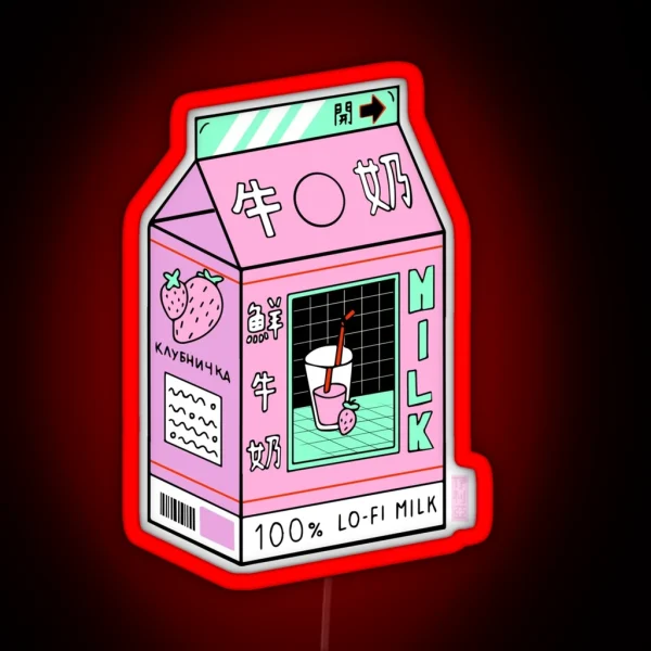 Lo Fi Aesthetic Milk Beverage RGB Neon Sign