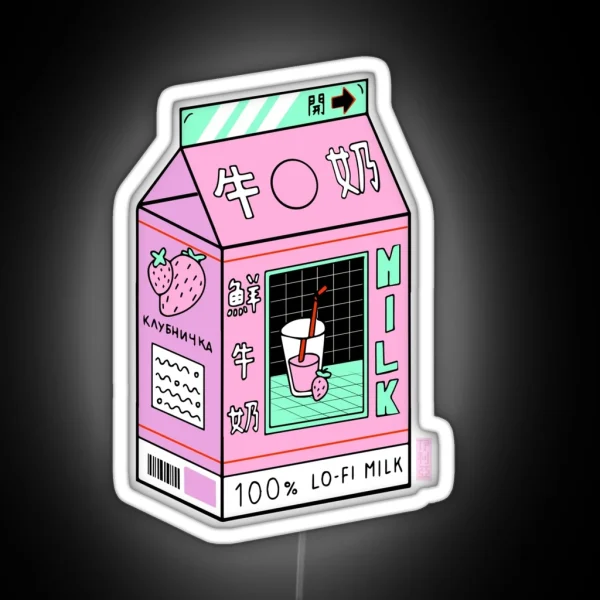 Lo Fi Aesthetic Milk Beverage RGB Neon Sign