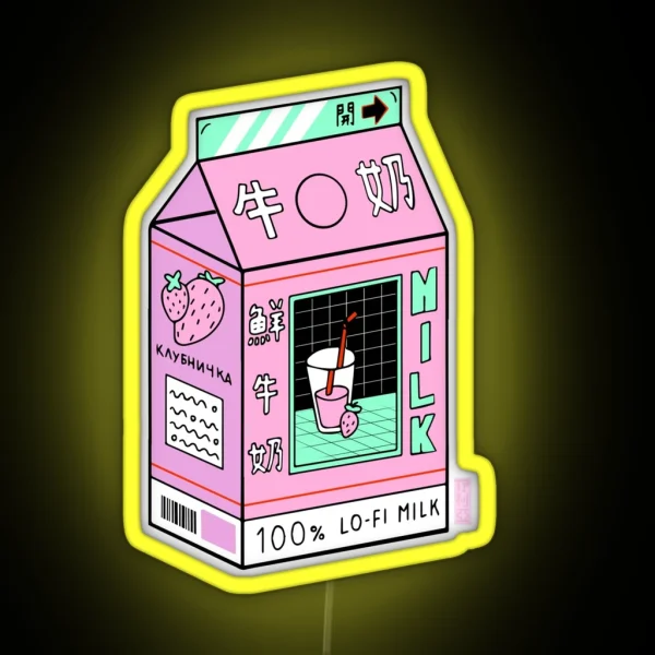 Lo Fi Aesthetic Milk Beverage RGB Neon Sign