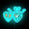 Vintage Inspired Locket Design Neon Sign in Woodstock and Snoop colors