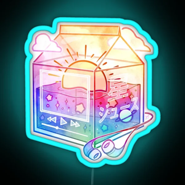 Lofi Sunset Juice Carton RGB Neon Sign
