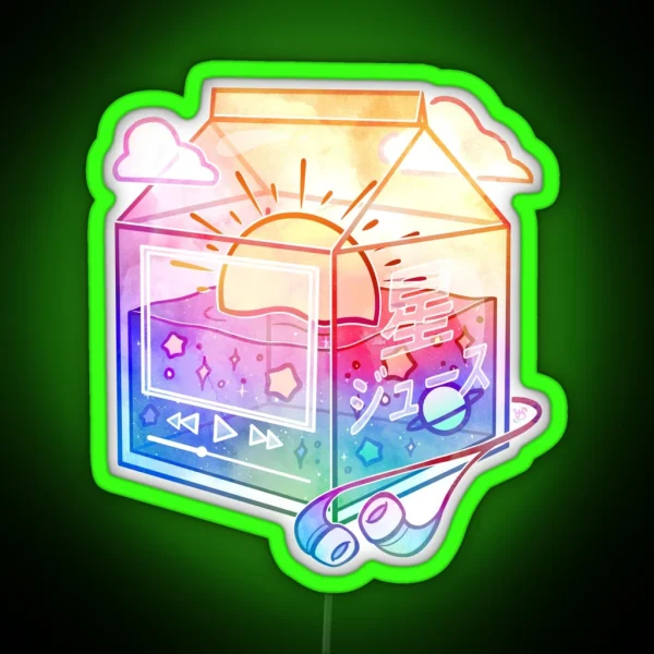 Lofi Sunset Juice Carton RGB Neon Sign