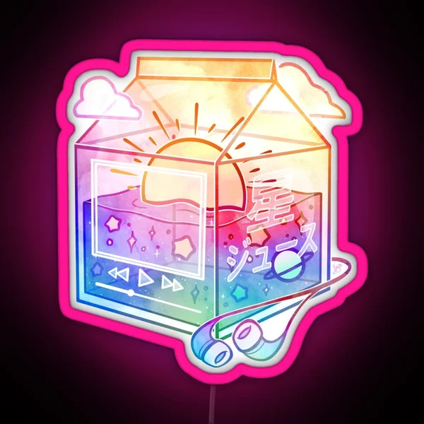 Lofi Sunset Juice Carton RGB Neon Sign