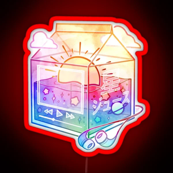 Lofi Sunset Juice Carton RGB Neon Sign