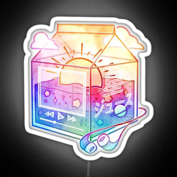 Lofi Sunset Juice Carton RGB Neon Sign