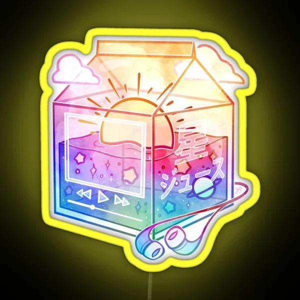 Lofi Sunset Juice Carton RGB Neon Sign