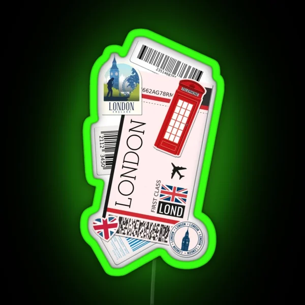 London England Boarding Pass RGB Neon Sign