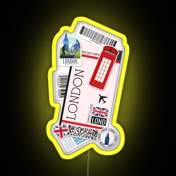 London England Boarding Pass RGB Neon Sign