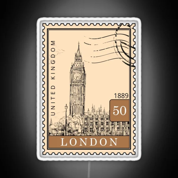 London Sketch United Kingdom Postages Stamps Art RGB Neon Sign